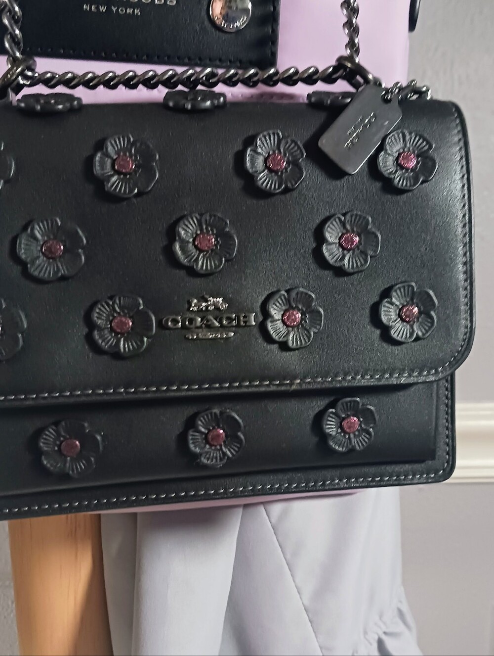 Coach Tea Rose Mini Klare Crossbody Bag Floral Applique